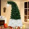 6FT Hinged Fir Artificial Fir Bent Top Christmas Tree, Xmas Tree Bendable Santa Hat Style Christmas Tree Holiday Decoration,1250 Lush Branch Tips, 300 LED Lights X-mas